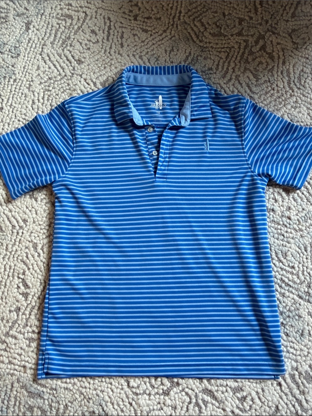 johnnie-O Blue and White Striped Polo